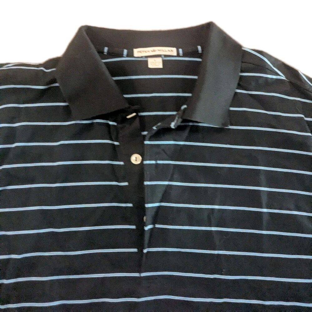 Peter Millar Summer Comfort Sz L Polo Shirt Mens Sleeve Logo Performance Striped